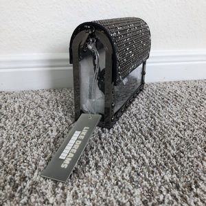 Ladies mixed with Acrylic Glass Clutch with black chain outer handle.